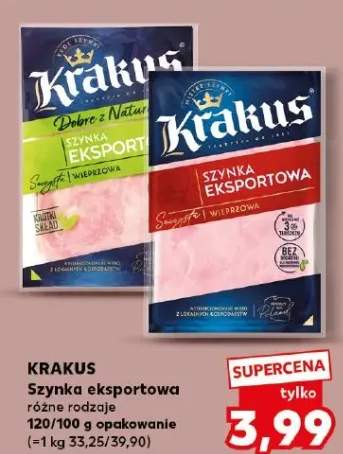 Szynka eksportowa różne rodzaje 120/100g opakowanie