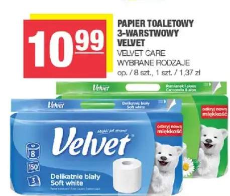 Papier toaletowy 3-warstwowy velvet