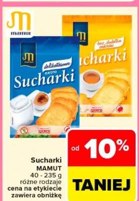 Sucharki różne rodzaje cena na etykiecie zawiera obniżkę