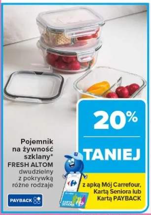 Pojemnik na żywność szklany Fresh Altom dwudzielny z pokrywką różne rodzaje