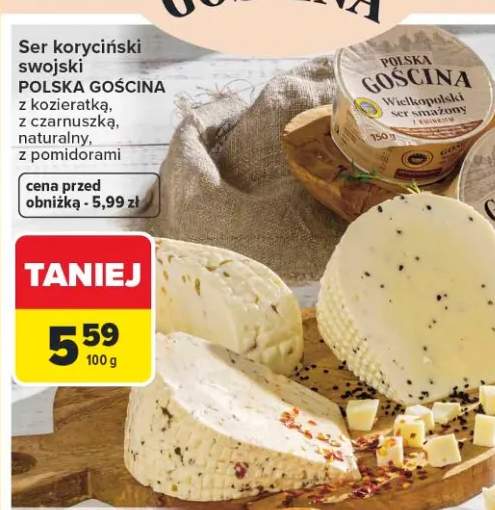 Ser koryciński swojski z kozieratką, z czarnuszką, naturalny, z pomidorami