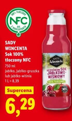 Sok 100% tłoczony NFC jabłko, jabłko-gruszka lub jabłko-wiśnia