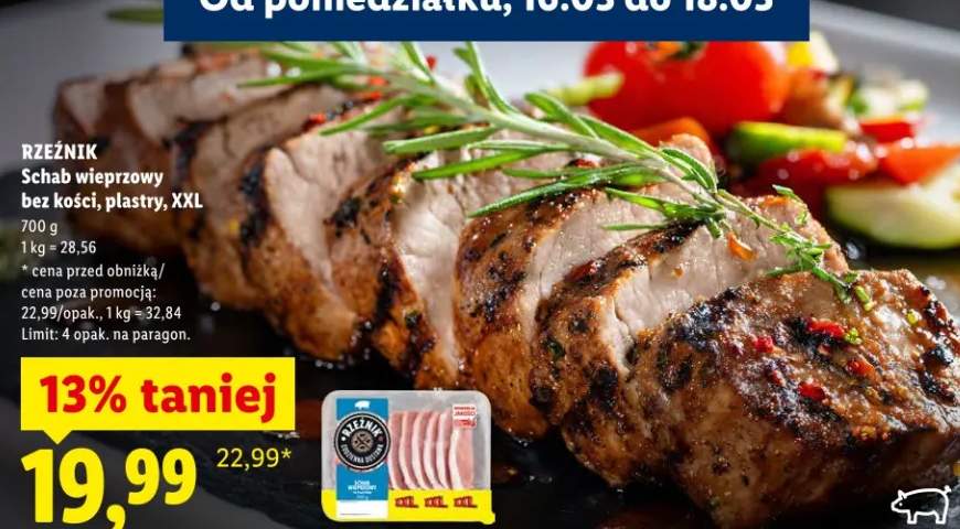 Schab wieprzowy bez kości, plastry, XXL