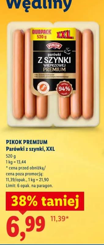 Parówki z szynki, XXL