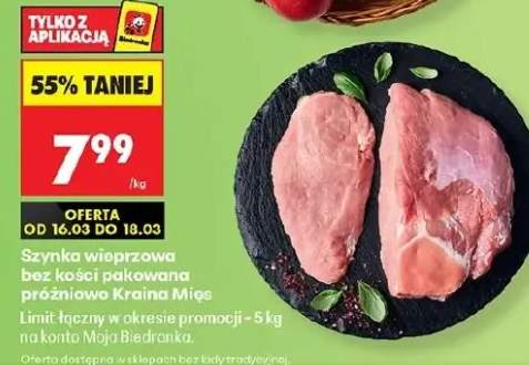 Szynka wieprzowa bez kości pakowana próżniowo Kraina Mięs