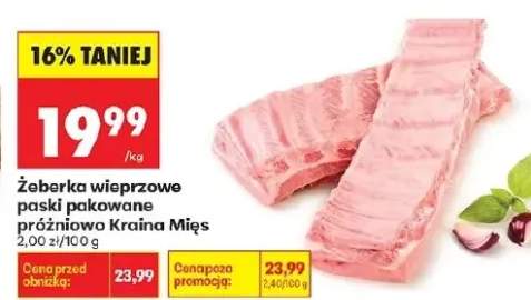 Żeberka wieprzowe paski pakowane próżniowo