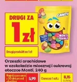 Orzeszki arachidowe w czekoladzie mlecznej i cukrowej otoczce