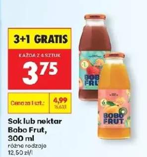 Sok lub nektar Bobo Frut różne rodzaje