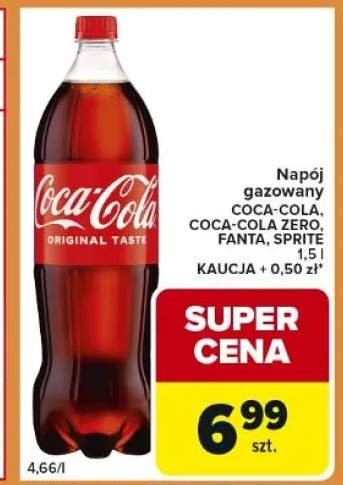 Napój gazowany Coca-Cola, Coca-Cola Zero, Fanta, Sprite KAUCJA + 0,50 zł