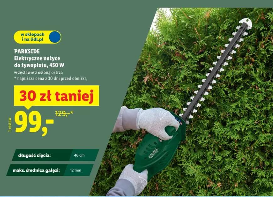 Elektryczne nożyce do żywopłotu, 450 W