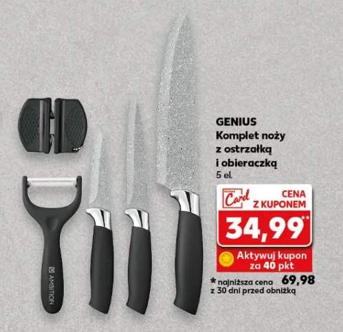 Komplet noży z ostrzałką i obieraczką 5 el.