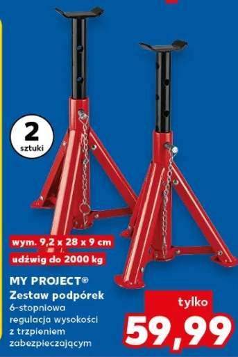 Zestaw podpórek 6-stopniowa regulacja wysokości z trzpieniem zabezpieczającym