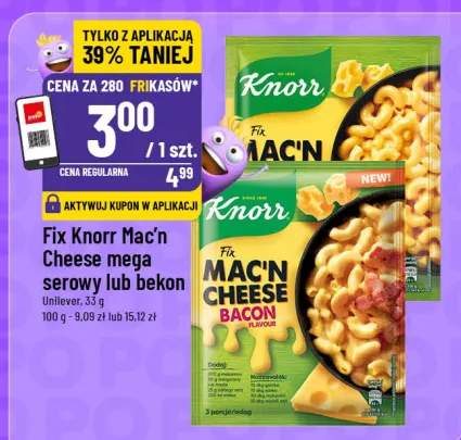 Fix Mac'n Cheese mega serowy lub bekon Unilever