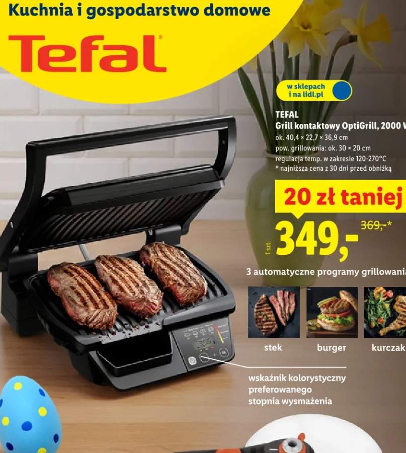 Grill kontaktowy OptiGrill, 2000 W