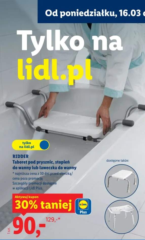 Taboret pod prysznic, stopień do wanny lub ławeczka do wanny