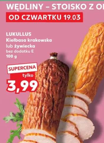 Kiełbasa krakowska lub żywiecka bez dodatku E