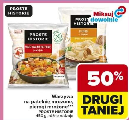 Warzywa na patelnię mrożone, pierogi mrożone różne rodzaje