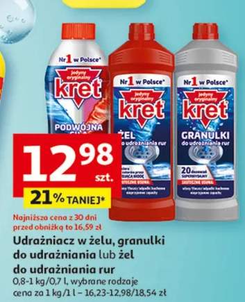 Udrażniacz w żelu, granulki do udrażniania lub żel do udrażniania rur Kret