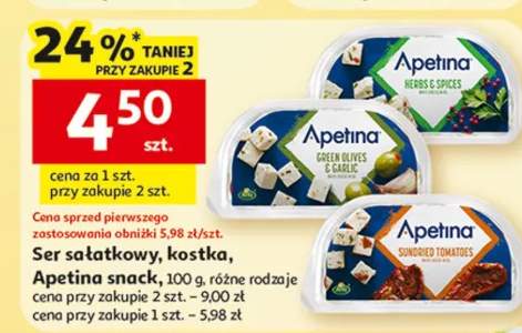 Ser sałatkowy, kostka, Apetina snack, różne rodzaje