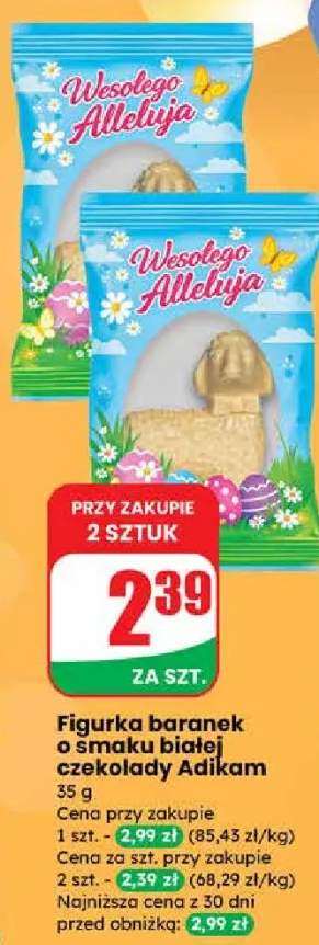 Figurka baranek o smaku białej czekolady