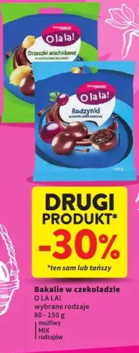 Bakalie w czekoladzie orzeszki arachidowe, rodzynki wybrane rodzaje