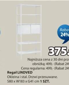 Regał Lindved okleina i stal. Drzwi przesuwane