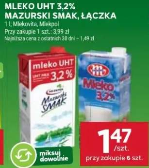 Mleko UHT 3,2% mazurski smak, Łączka
