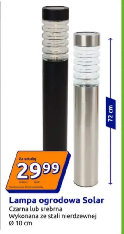 Lampa ogrodowa Solar czarna lub srebrna