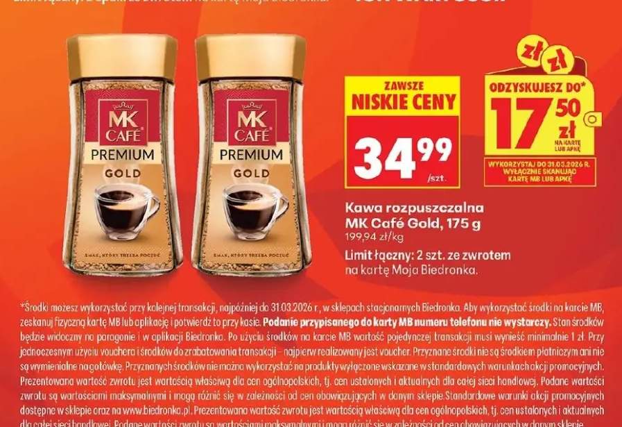 Kawa rozpuszczalna MK Café Premium Gold