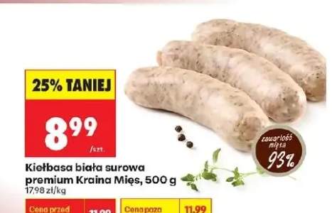 Kiełbasa biała surowa premium Kraina Mięs