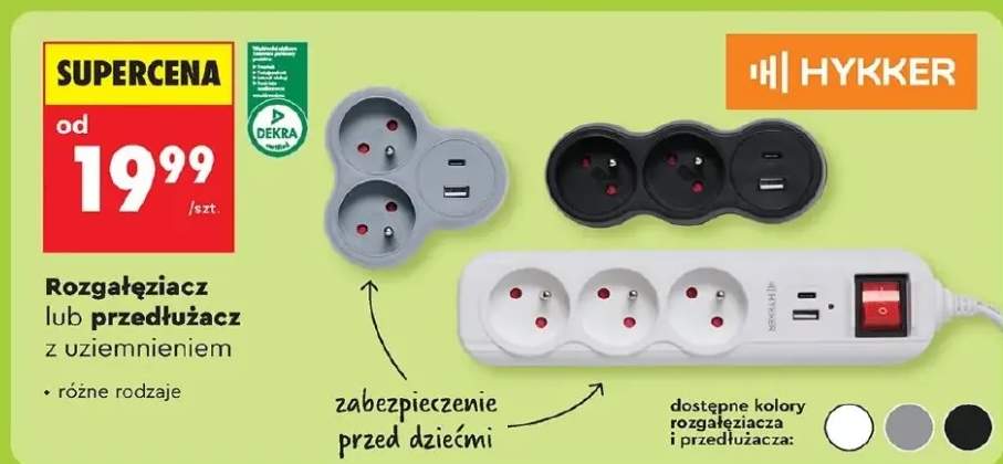 Rozgałęziacz lub przedłużacz z uziemieniem