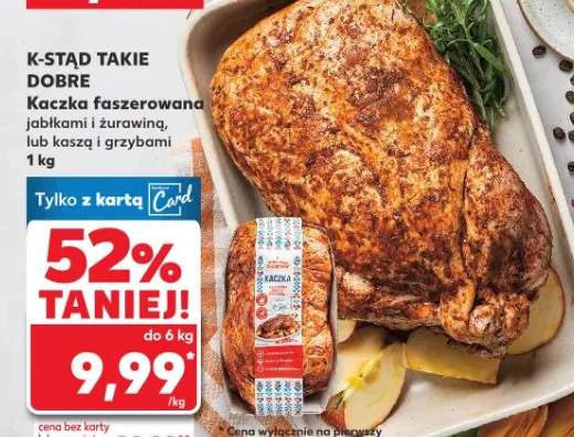 Kaczka faszerowana jabłkami i żurawiną, lub kaszą i grzybami