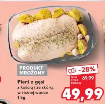 Pierś z gęsi z kością i ze skórą, w różnej wadze