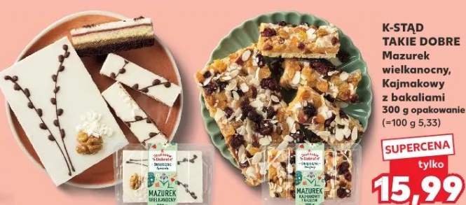 Mazurek wielkanocny, kajmakowy z bakaliami