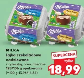 Jajka czekoladowe nadziewane z łyżeczką, oreo, mleczne
