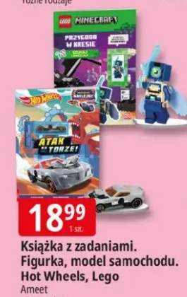 Książka z zadaniami. Figurka, model samochodu. Hot Wheels, Lego