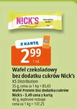 Wafel czekoladowy bez dodatku cukrów Nick's