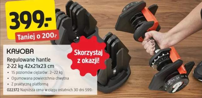 Regulowane hantle 2-22 kg 42x21x23 cm