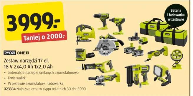 Zestaw narzędzi 17 el. 18 V 2x4,0 Ah 1x2,0 Ah