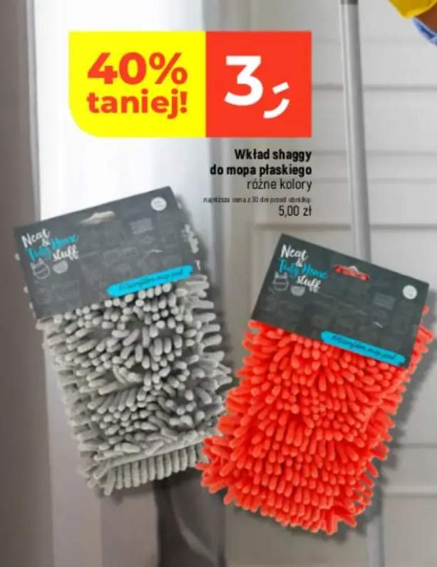 Wkład shaggy do mopa płaskiego różne kolory