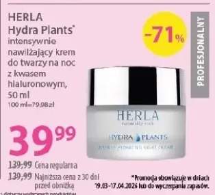 Intensywnie nawilżający krem do twarzy na noc z kwasem hialuronowym Hydra Plants