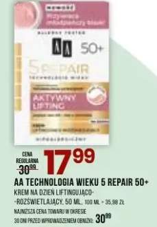 Krem AA Technologia Wieku 5 Repair 50+ na dzień liftingująco-rozświetlający