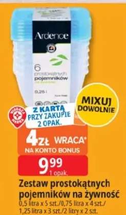 Zestaw prostokątnych pojemników na żywność