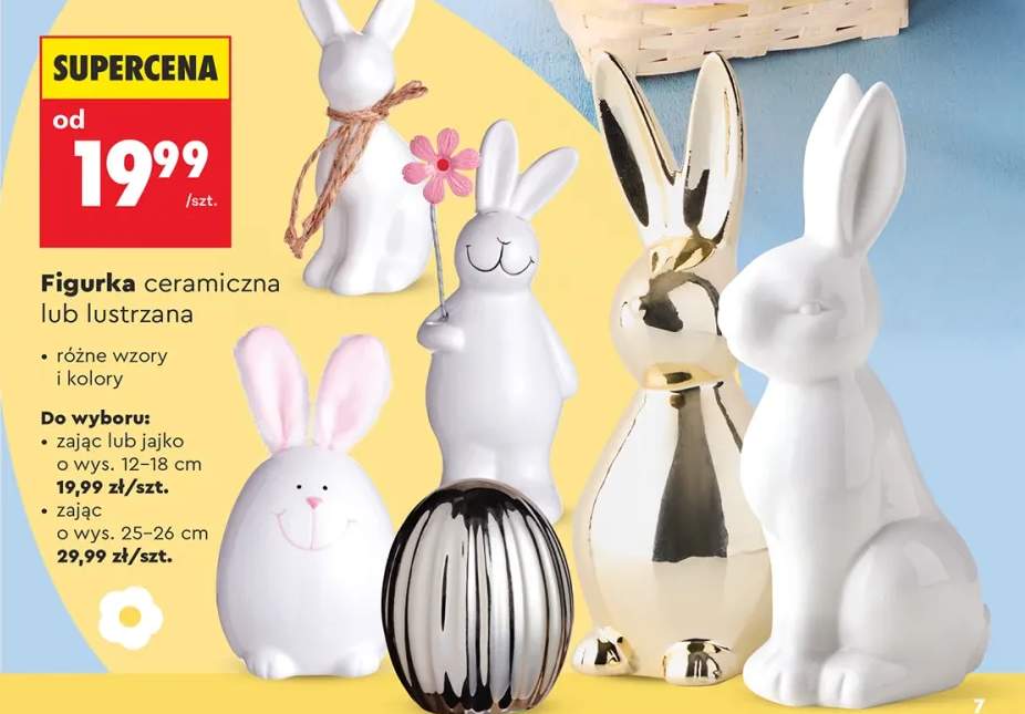Figurka ceramiczna lub lustrzana zajączek lub jajko wys. 12-18 cm