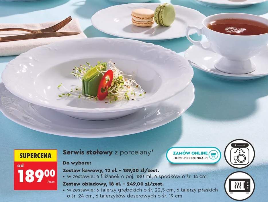 Serwis stołowy z porcelany, zestaw kawowy, 12 el.