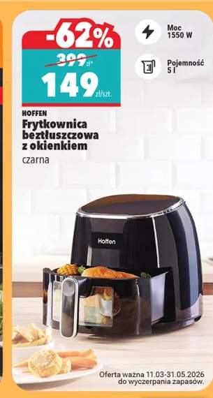 Frytkownica beztłuszczowa z okienkiem czarna