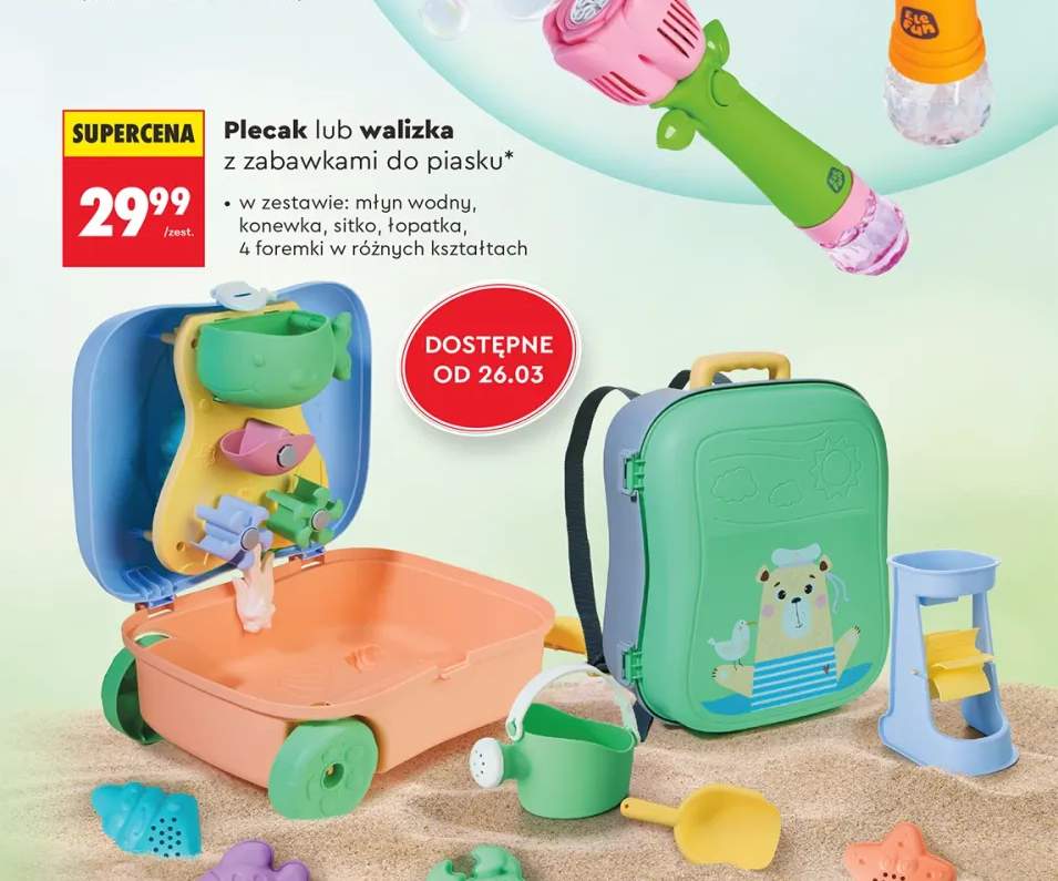 Plecak z zabawkami do piasku