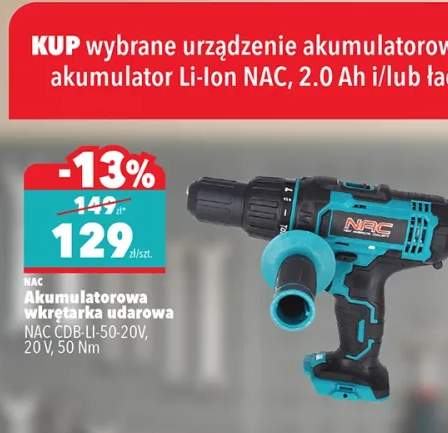 Akumulatorowa wkrętarka udarowa NAC GDB-LI-50-20V, 20 V, 50 Nm