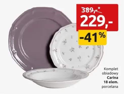 Komplet obiadowy Carina 18 elem. porcelana