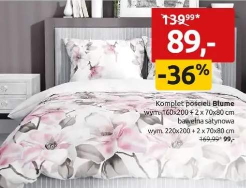 Komplet pościeli Blume wym.160x200 + 2 x 70x80 cm bawełna satynowa wym. 220x200 + 2 x 70x80 cm